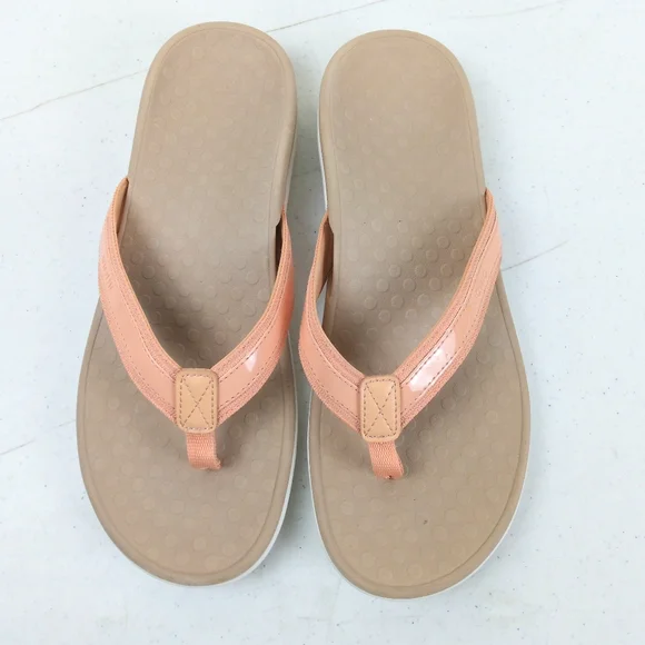 Vionic Tide 2.0 Post Sandals Women Size 11 Slip On Coral Leather Support Slide - Picture 8 of 8